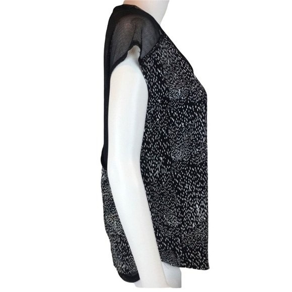 Fabletics Shirt Womens Small Black White Constellation Vanessa Workout Top Mesh‎ - Picture 2 of 8